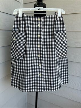 PRESTIGE OF BOSTON Black/White Gingham Button-Front Skirt with union label Sz 12